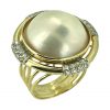 18 kt Gold Pearl Diamond Ring