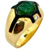 Vintage Gold Ring with Emerald and Diamonds