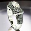 Vintage 18K White Gold Marquise Diamond & Black Diamond Ring