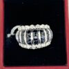 18K White Gold Ring with Diamond and Blue Sapphire