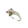 18K Ring with Marquise Cut Gemstones and Diamonds