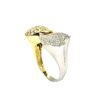 Two-Tone Diamond Heart Ring 18 Kt Gold & Silver