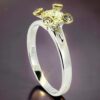 18K White Gold Ring with Y Diamond and Accent Stones