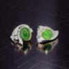 18K Gold Jade Diamond Earrings