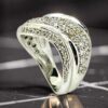 Sparkling 18K White Gold Diamond Ring with Pave Set Stones