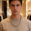 Vintage Bvlgari Rice Chain / Passo Doppio Necklace Two-tone Stainless Steel and Gold Bulgari